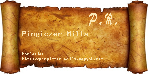 Pingiczer Milla névjegykártya